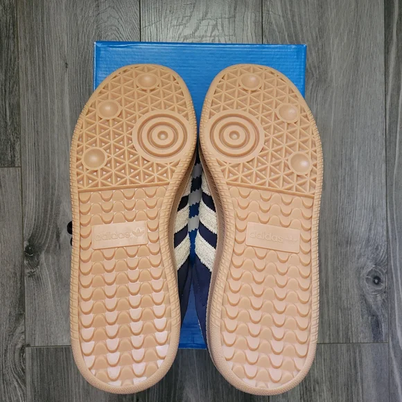 adidas Samba XLG Suede Sneakers in Navy with Cream Stripes - Picture 4 of 5
